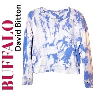 BUFFALO DAVID‎ BITTON Distressed Tie Dye French Terry Sweatshirt, Size Small